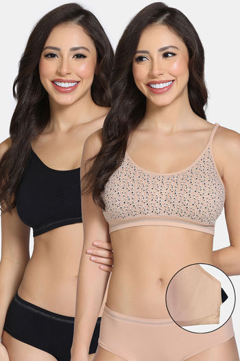 Buy Zivame Double Layered 3/4th Coverage Non Wired Bralette With Removal Cookies (Pack of 2) - Multicolor